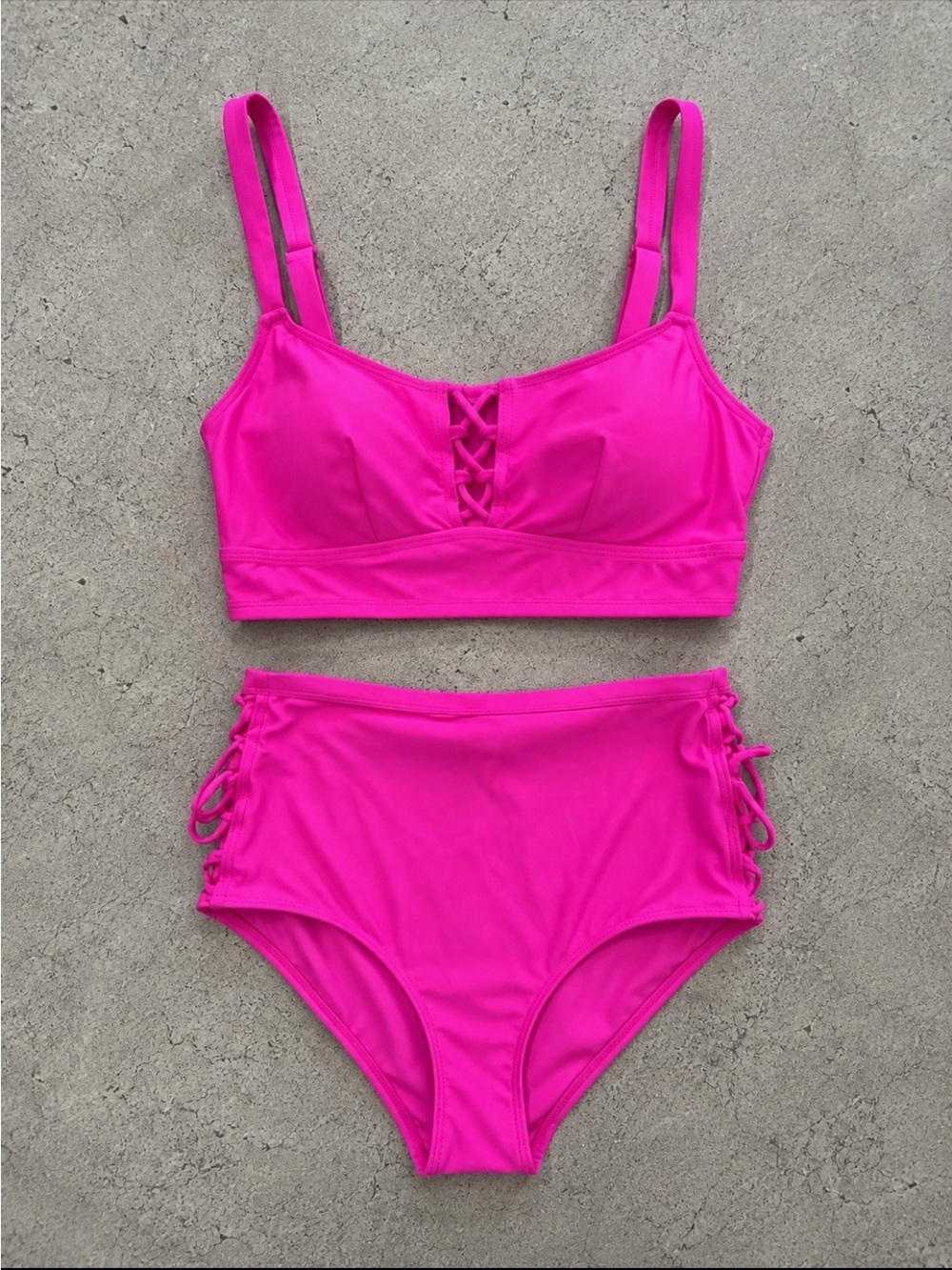 Torrid Lace Up High Waist Bikini Swimsuit Set Woman 2X Pink Resort Holiday 2023